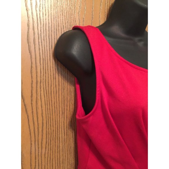 Akira Chicago Red Label Top Womens Size M Sleeveless Solid Red Pleated Fitted - Picture 5 of 8